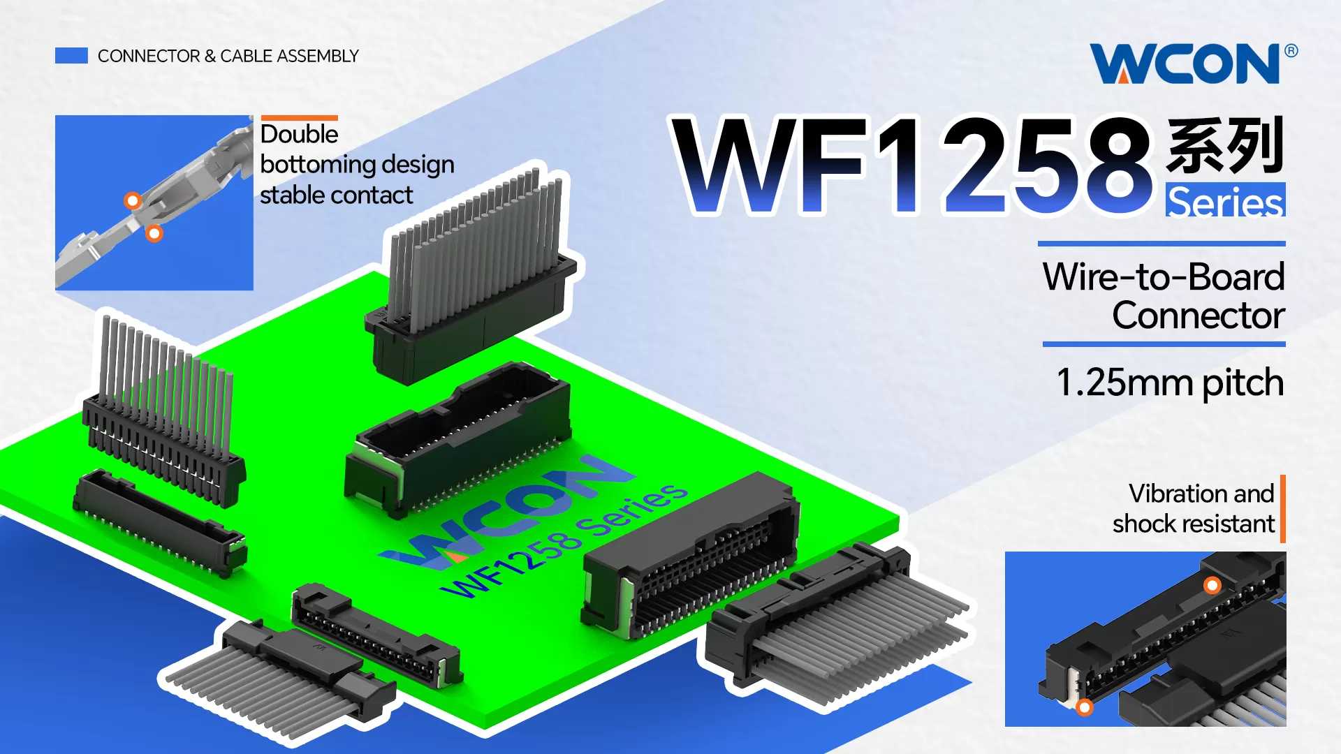 Conectores automotivos da série WF1258 | Soluções de fio a placa de alta densidade com passo de 1,25 mm, capacitando o design de eletrônicos automotivos