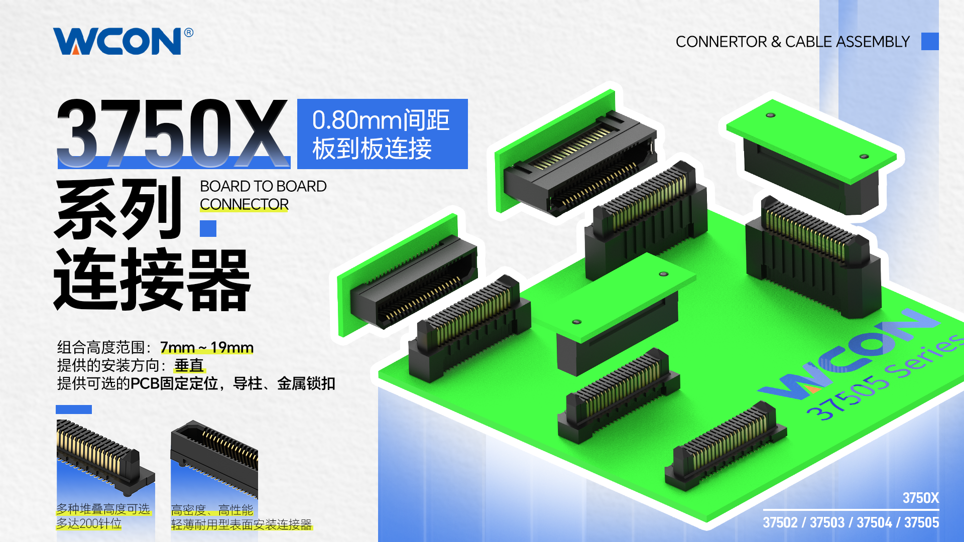 Conectores de placa a placa de duas fileiras da série 3750X: uma solução de conectividade de precisão de nível industrial de alta velocidade de 56 Gbps